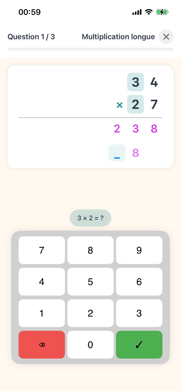 Multiplication étape par étape