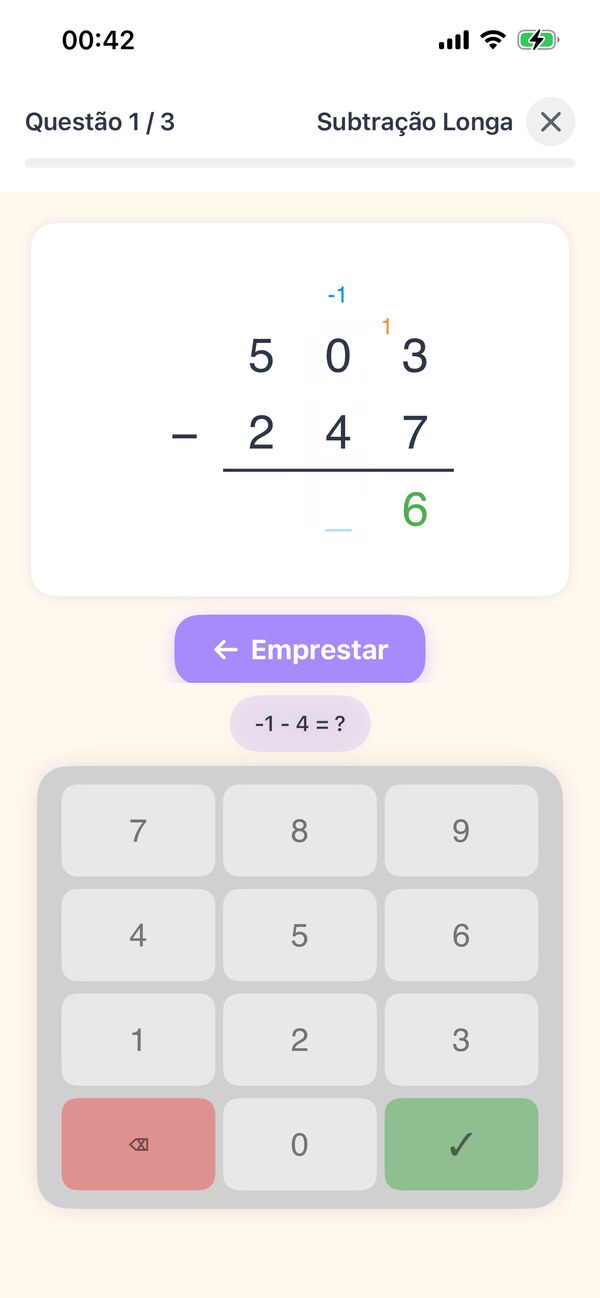 Subtração passo a passo